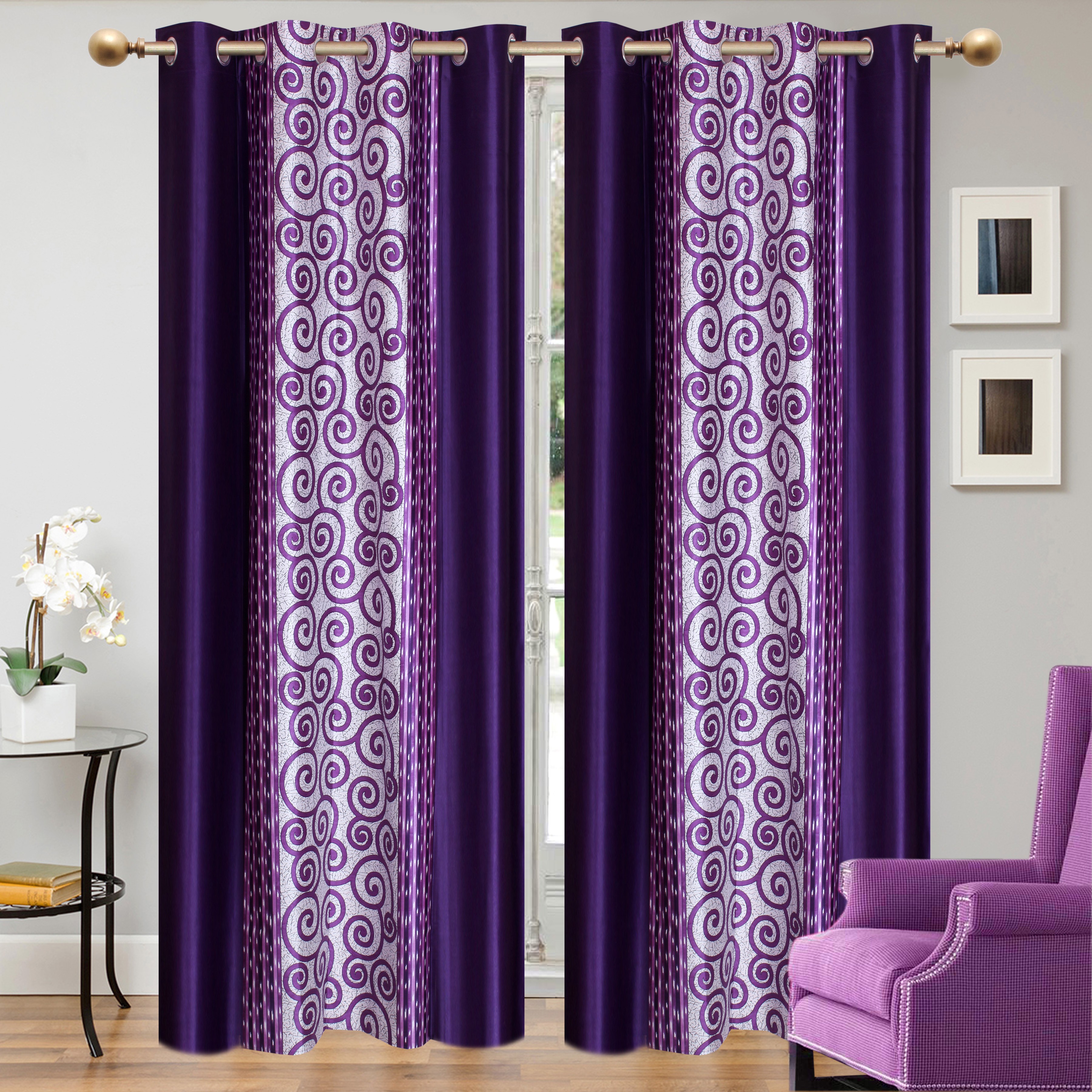 Elegance Polyester Multicolor Abstract Eyelet Door Curtain