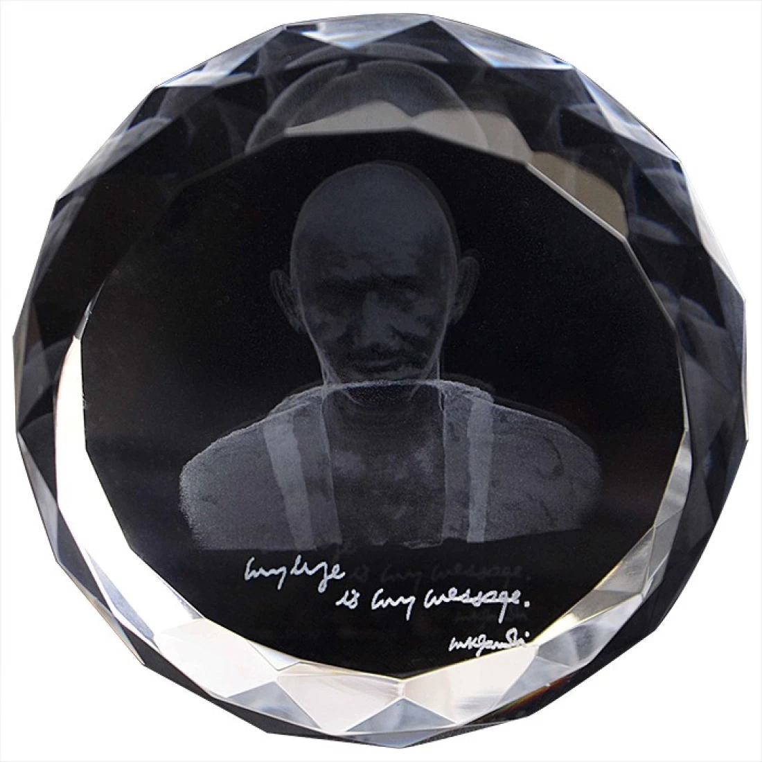 Eternal Gandhi Super Series Crystal Paper Weights  with Silver Finish